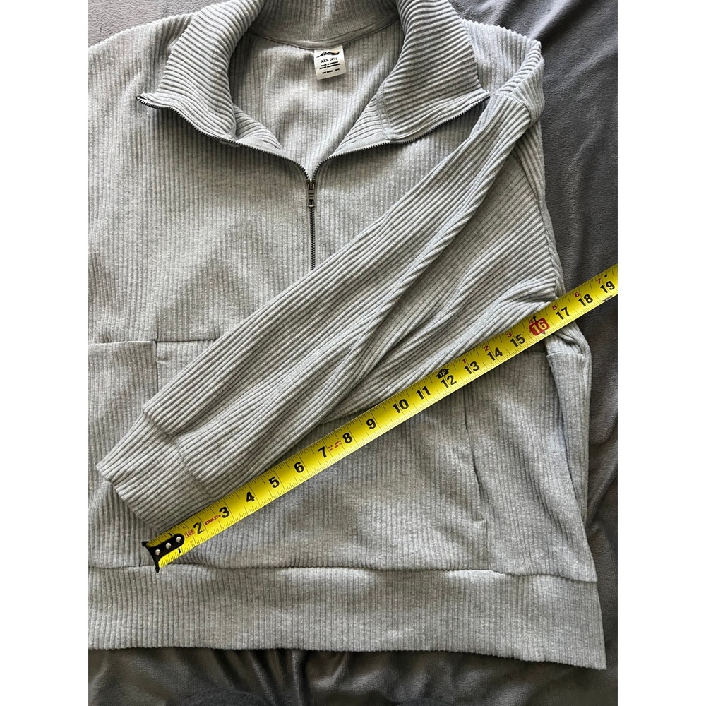 Avia Womens XXL Grey Ribbed Quarter Zip Pullover Sweatshirt AV35100141755 - Picture 6 of 7